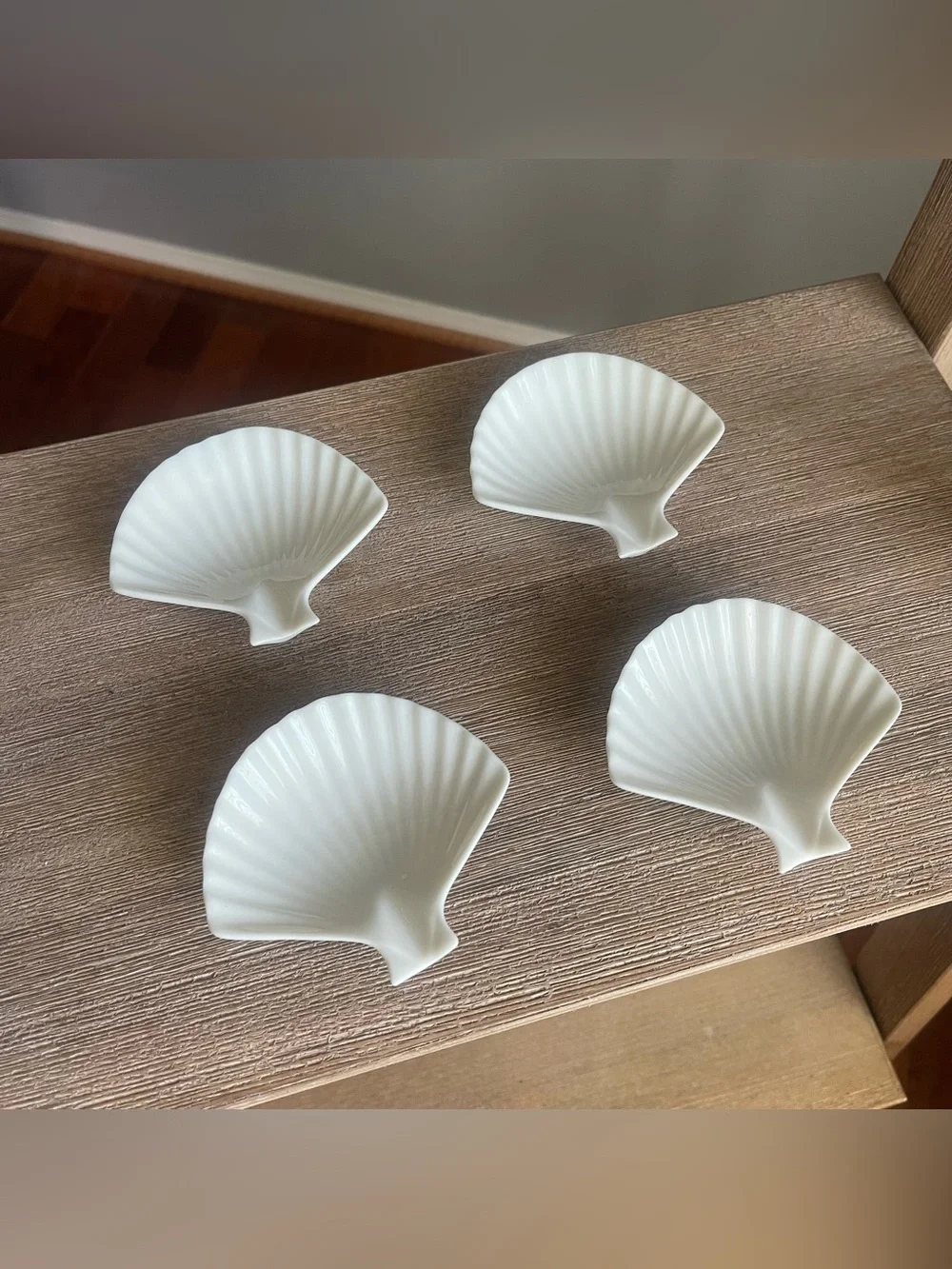 Vintage Set of 4 Lenox Nassau Ivory Seashell Dishes Mini 3.5” Coastal Trinket